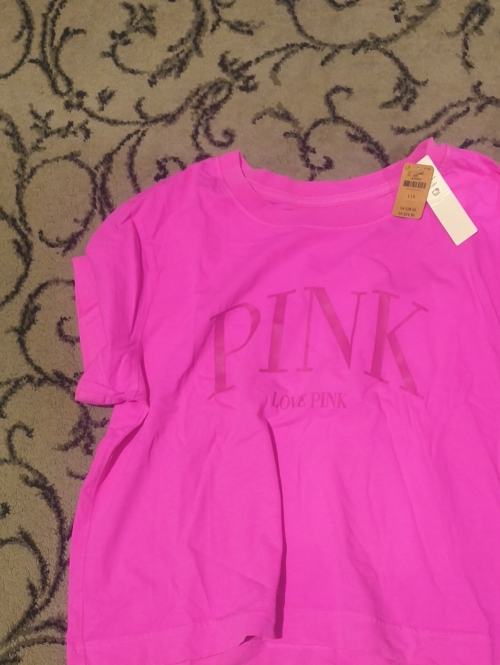 PINK Victoria's Secret Bright Pink Logo Tee
